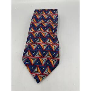 Vintage Alexander Julian Colours Silk Tie Geometric Triangle Pattern